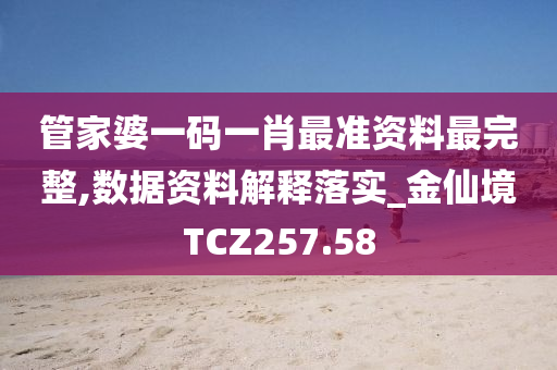 管家婆一码一肖最准资料最完整,数据资料解释落实_金仙境TCZ257.58