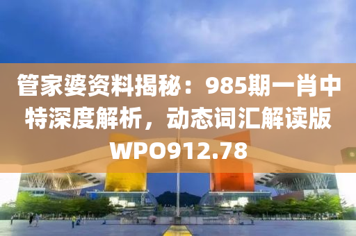 管家婆资料揭秘：985期一肖中特深度解析，动态词汇解读版WPO912.78