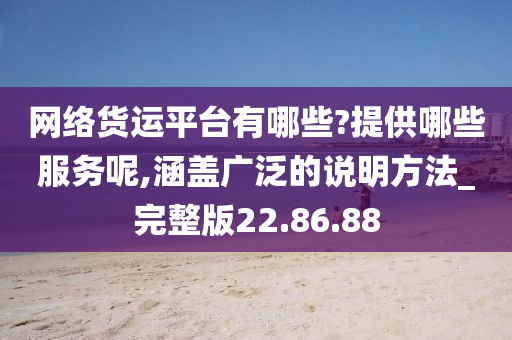 网络货运平台有哪些?提供哪些服务呢,涵盖广泛的说明方法_完整版22.86.88