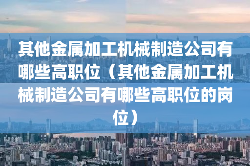 其他金属加工机械制造公司有哪些高职位（其他金属加工机械制造公司有哪些高职位的岗位）